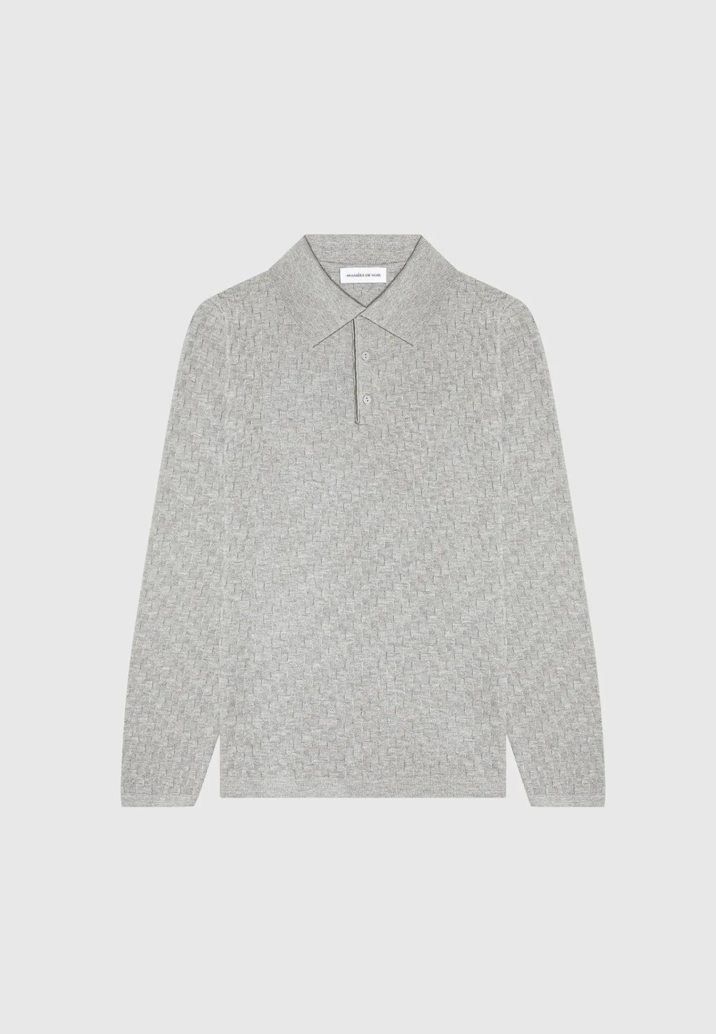 Cotton Blend Waffle Knit Long Sleeve Polo Top -^Manière De Voir Hot