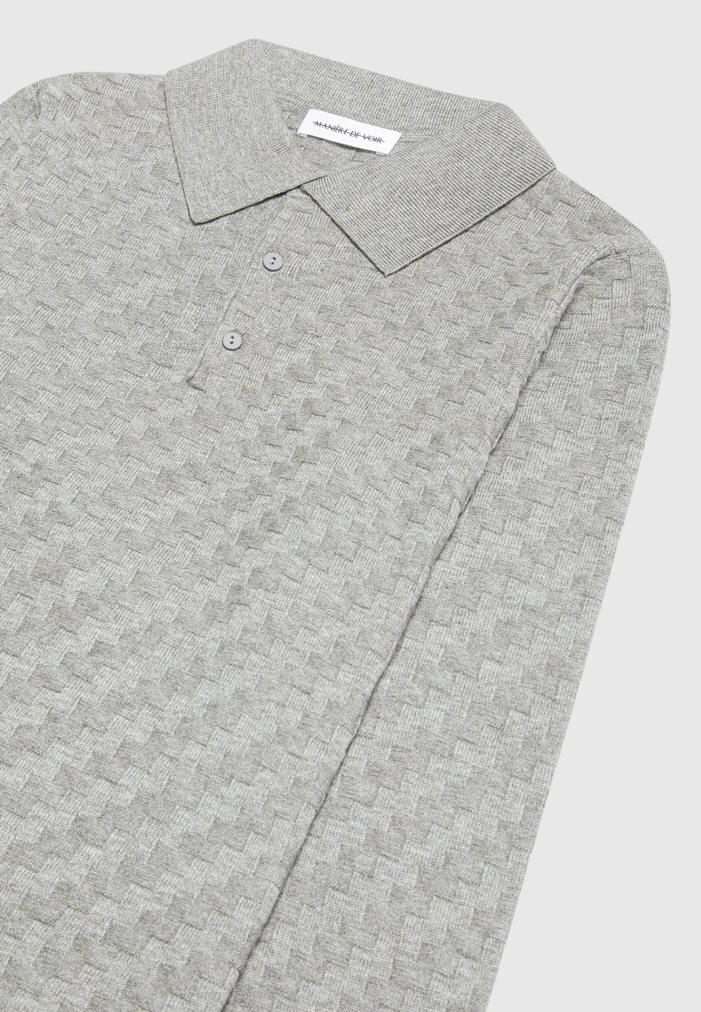 Cotton Blend Waffle Knit Long Sleeve Polo Top -^Manière De Voir Hot