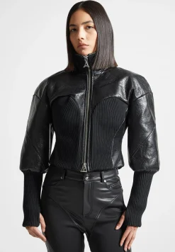Cracked Vegan Leather Rib Contour Jacket -^Manière De Voir Outlet