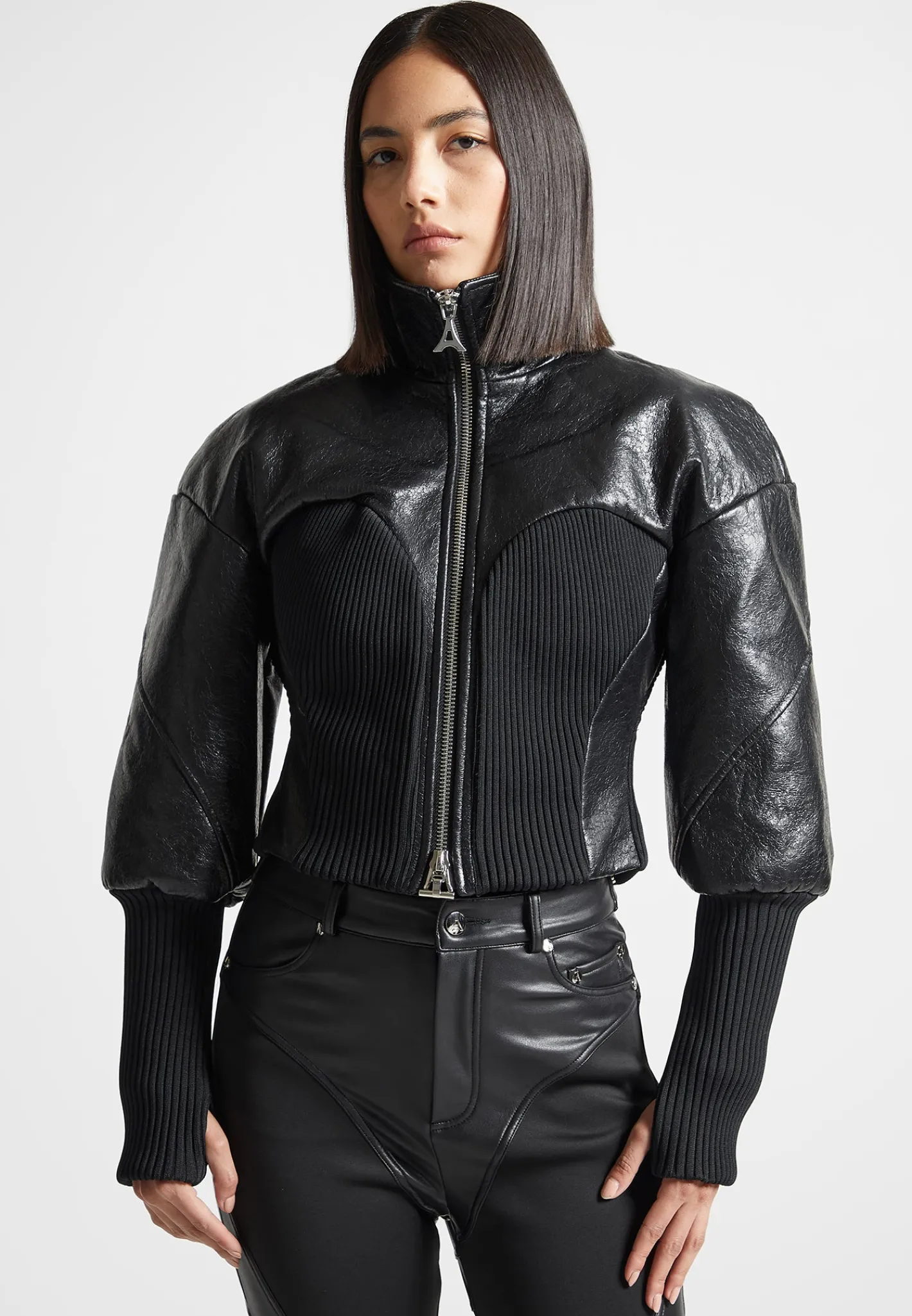 Cracked Vegan Leather Rib Contour Jacket -^Manière De Voir Outlet