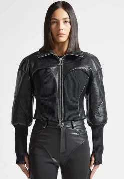 Cracked Vegan Leather Rib Contour Jacket -^Manière De Voir Outlet