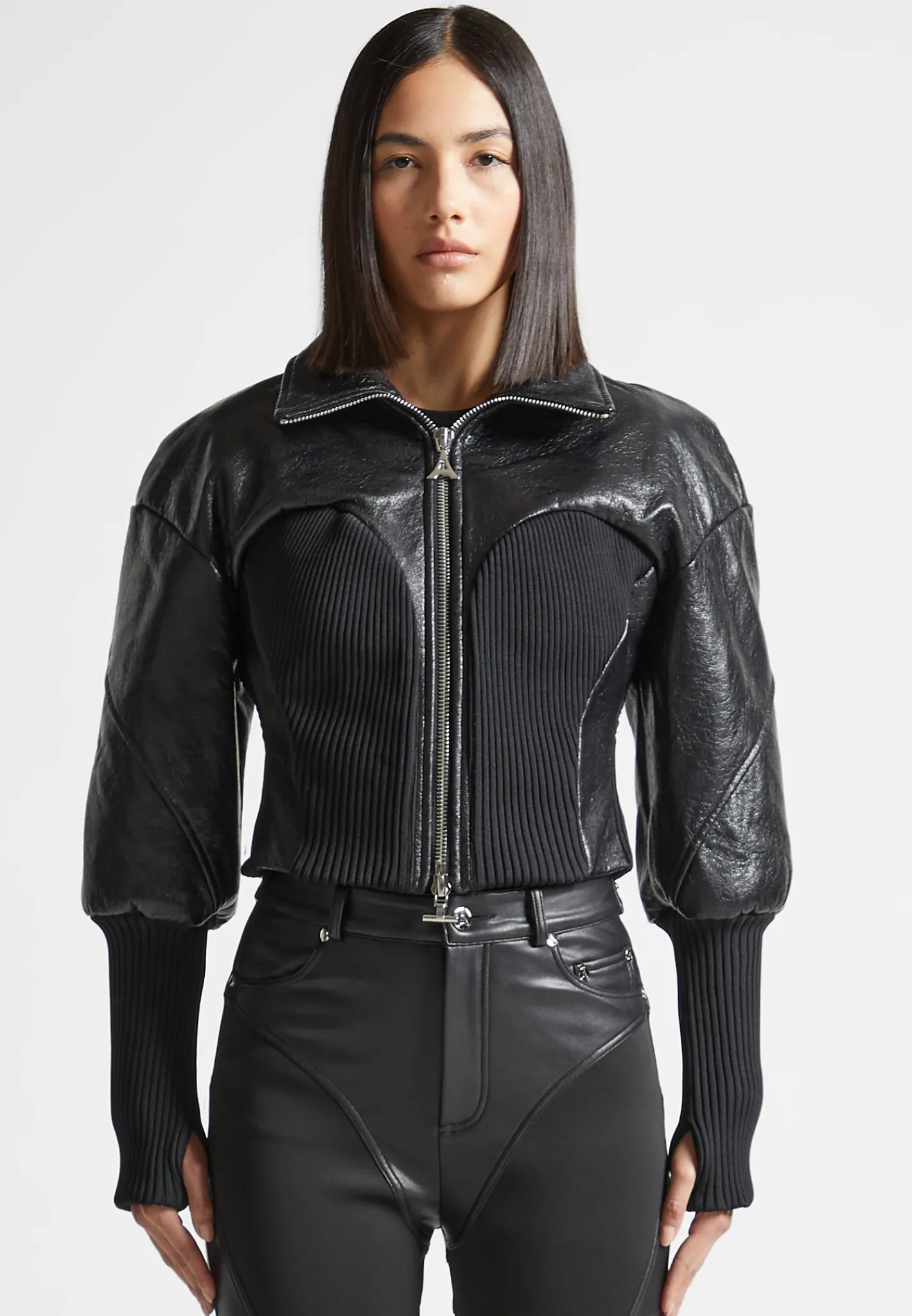 Cracked Vegan Leather Rib Contour Jacket -^Manière De Voir Outlet