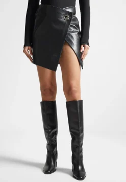 Cracked Vegan Leather Wrap Skirt -^Manière De Voir Fashion