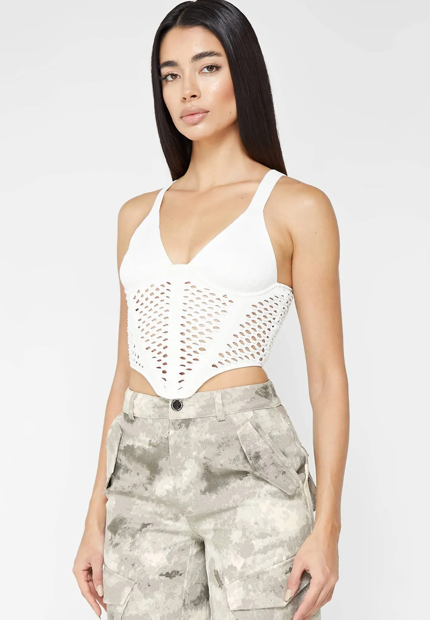 Crochet Knit Corset Top - Off White^Manière De Voir Sale