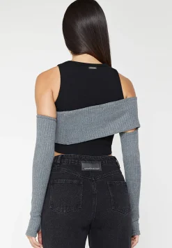Crop Top with Knitted Overlay -^Manière De Voir Hot