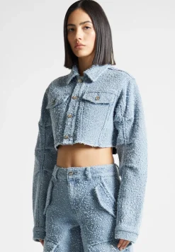 Cropped Boucle Denim Jacket - Mid Blue^Manière De Voir Online