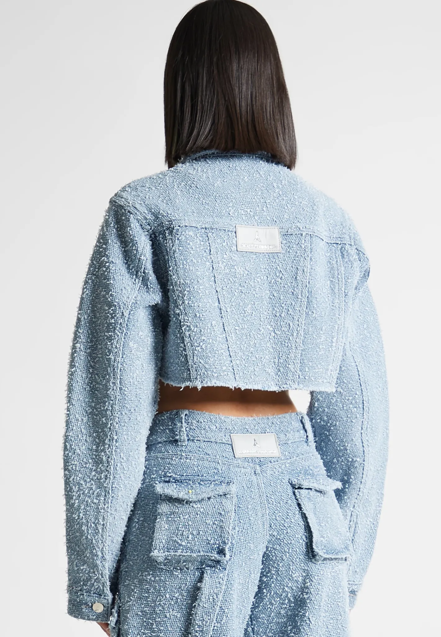 Cropped Boucle Denim Jacket - Mid Blue^Manière De Voir Online