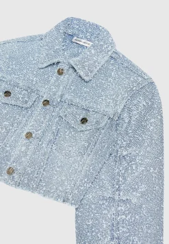 Cropped Boucle Denim Jacket - Mid Blue^Manière De Voir Online