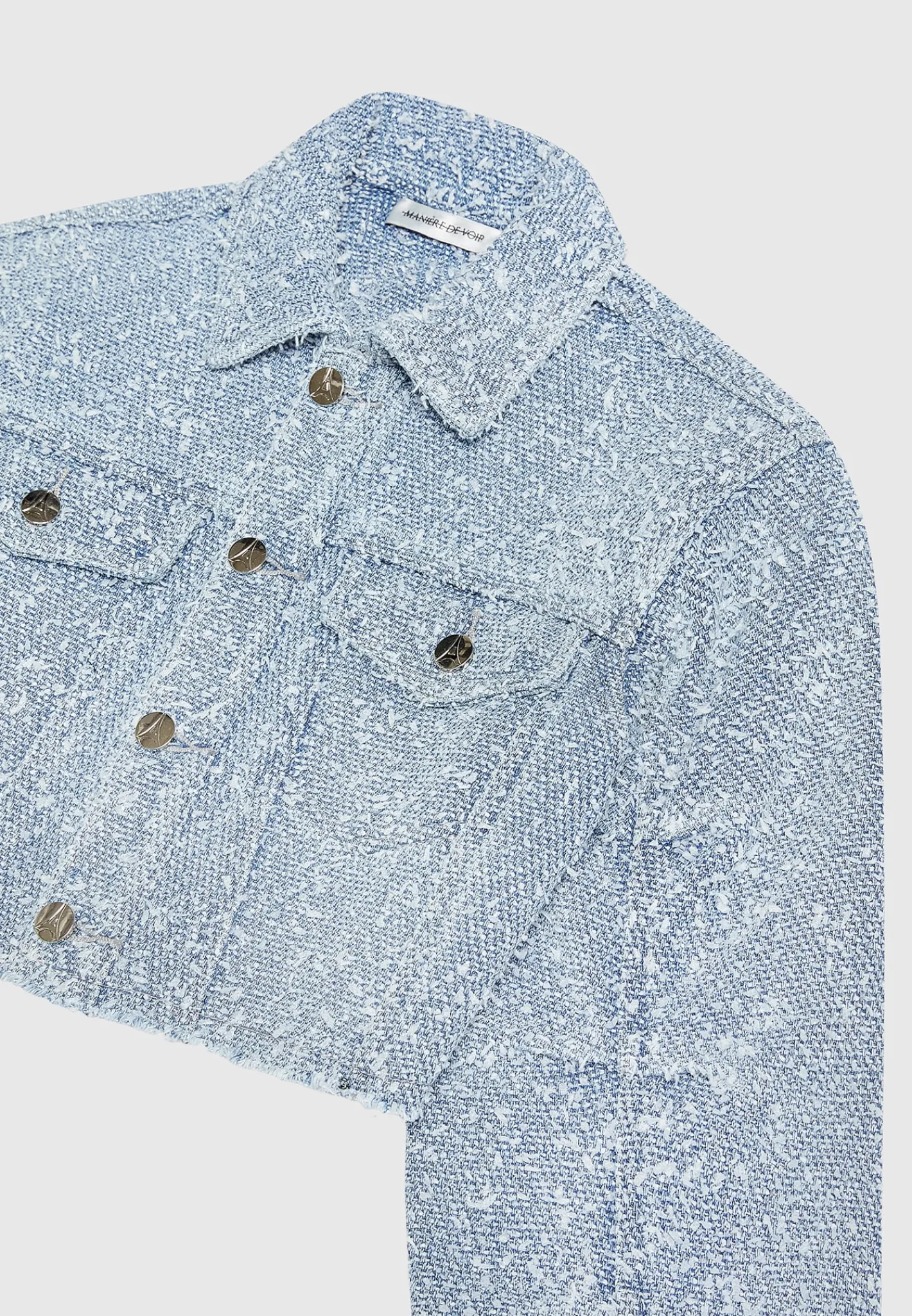 Cropped Boucle Denim Jacket - Mid Blue^Manière De Voir Online