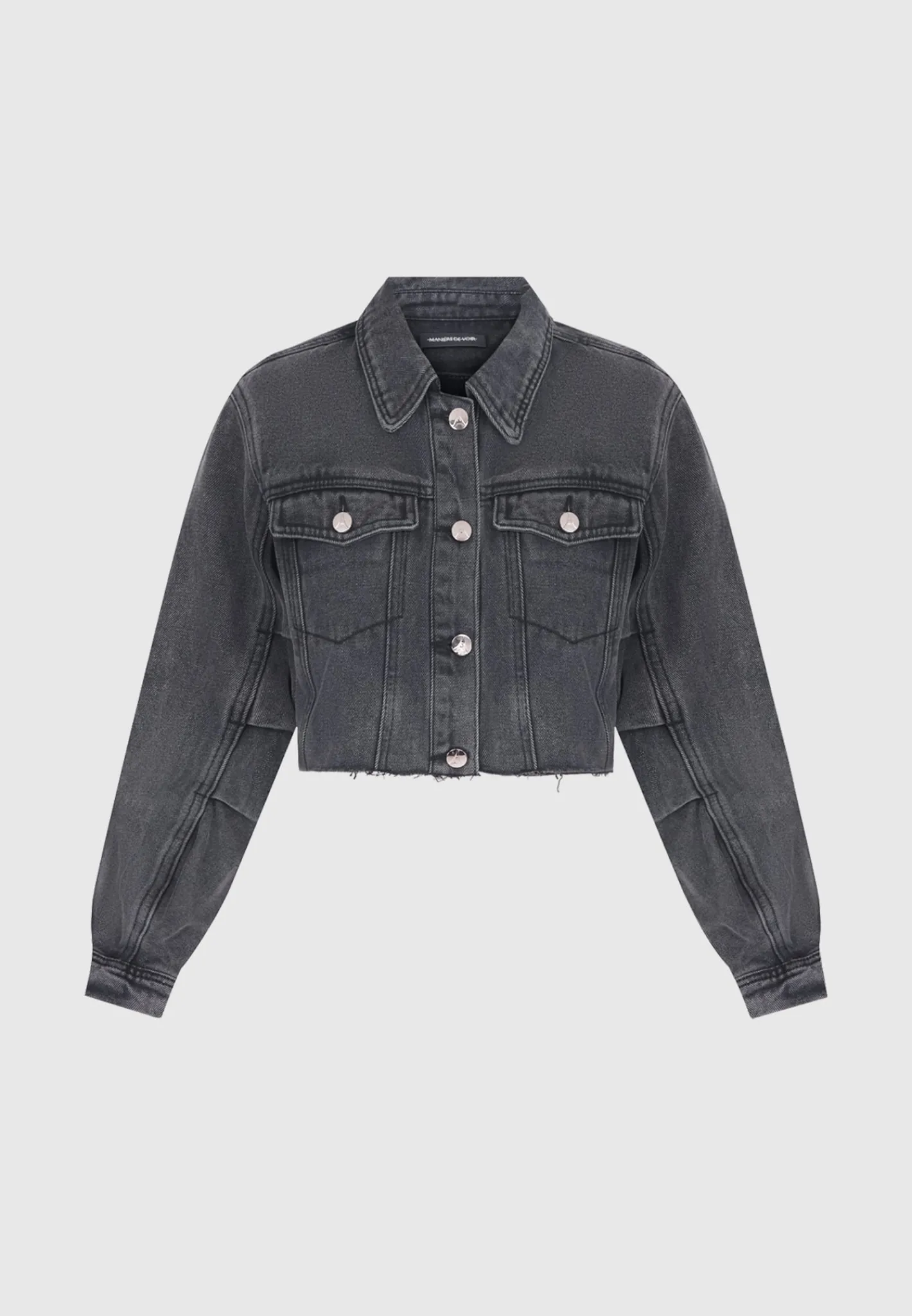 Cropped Tacked Sleeve Jacket - Washed Grey^Manière De Voir Fashion