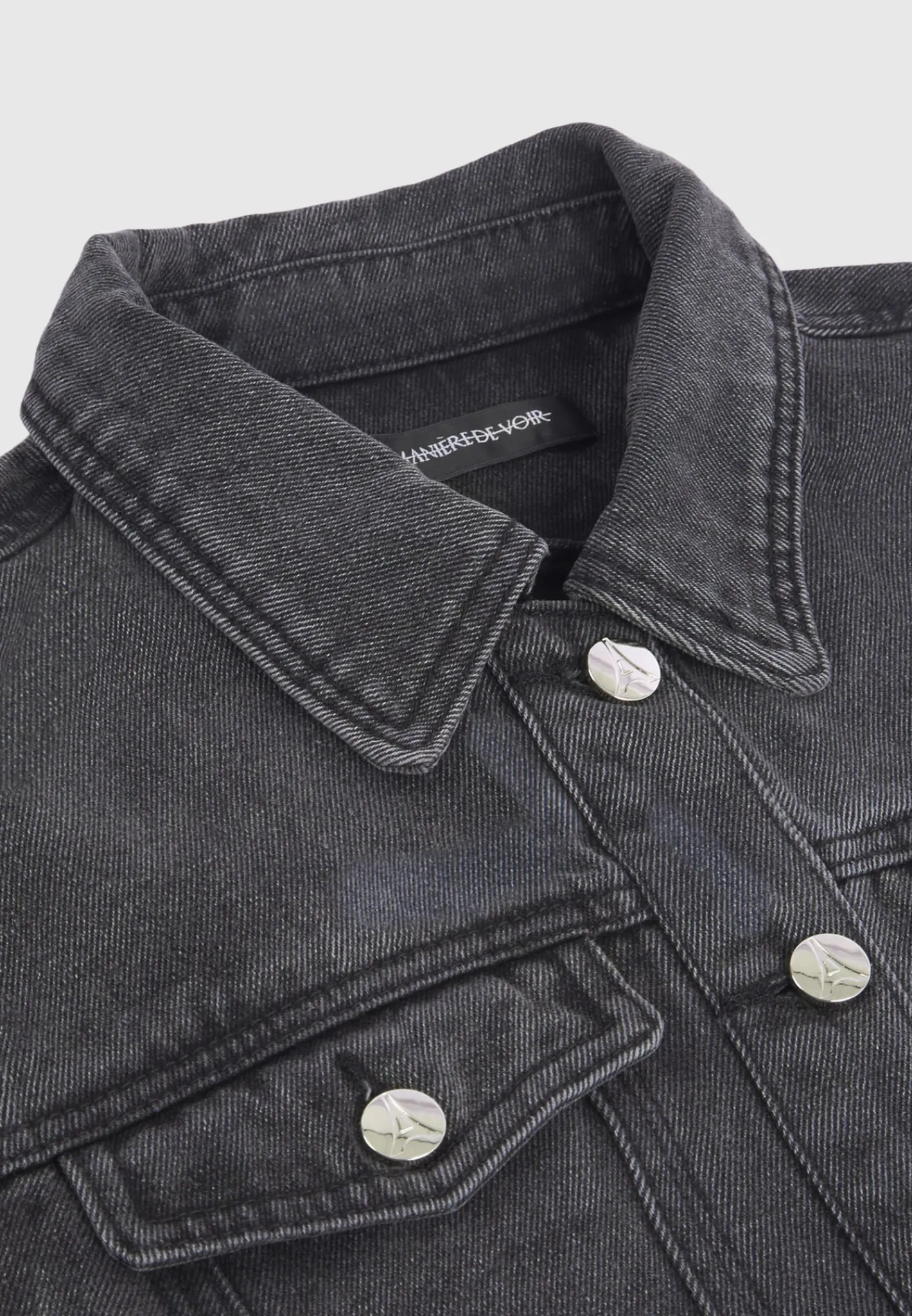 Cropped Tacked Sleeve Jacket - Washed Grey^Manière De Voir Fashion
