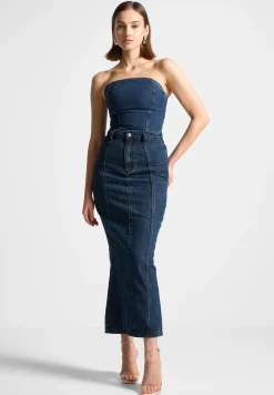 Denim Bandeau Corset Top -^Manière De Voir Fashion