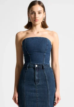 Denim Bandeau Corset Top -^Manière De Voir Fashion
