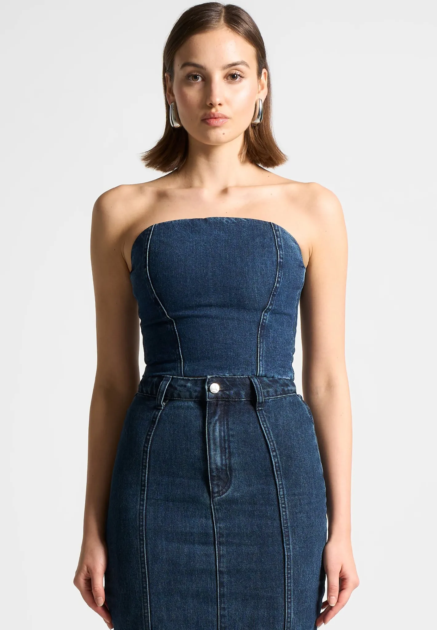 Denim Bandeau Corset Top -^Manière De Voir Fashion