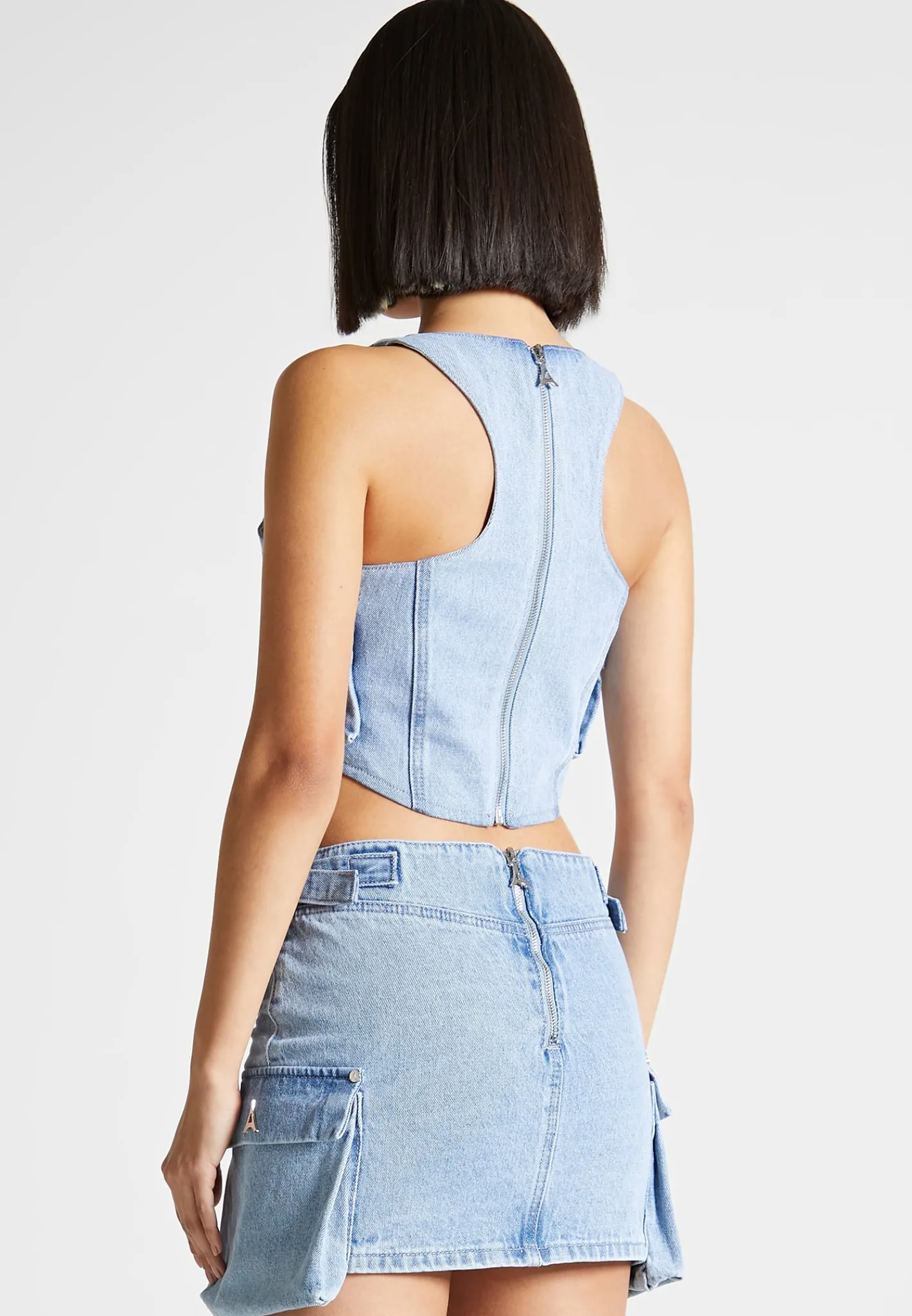 Denim Cargo Corset Top - Mid Blue^Manière De Voir Outlet