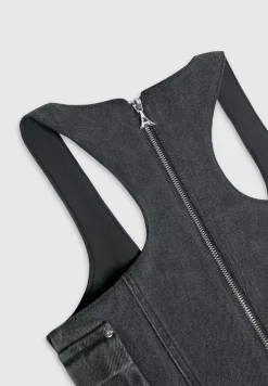 Denim Cargo Corset Top - Washed Black^Manière De Voir New