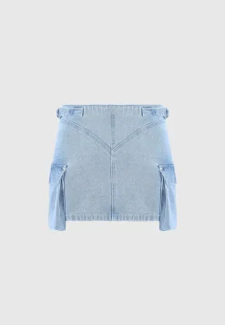Denim Cargo Mini Skirt - Mid Blue^Manière De Voir Sale