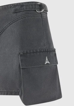 Denim Cargo Mini Skirt - Washed Black^Manière De Voir Fashion