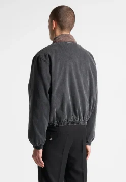 Denim Padded Cropped Bomber Jacket - Washed Grey^Manière De Voir Hot