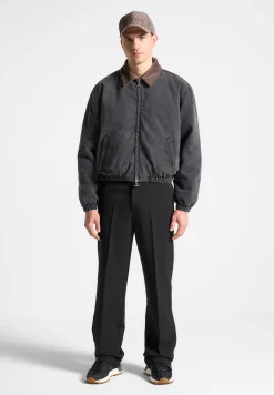 Denim Padded Cropped Bomber Jacket - Washed Grey^Manière De Voir Hot