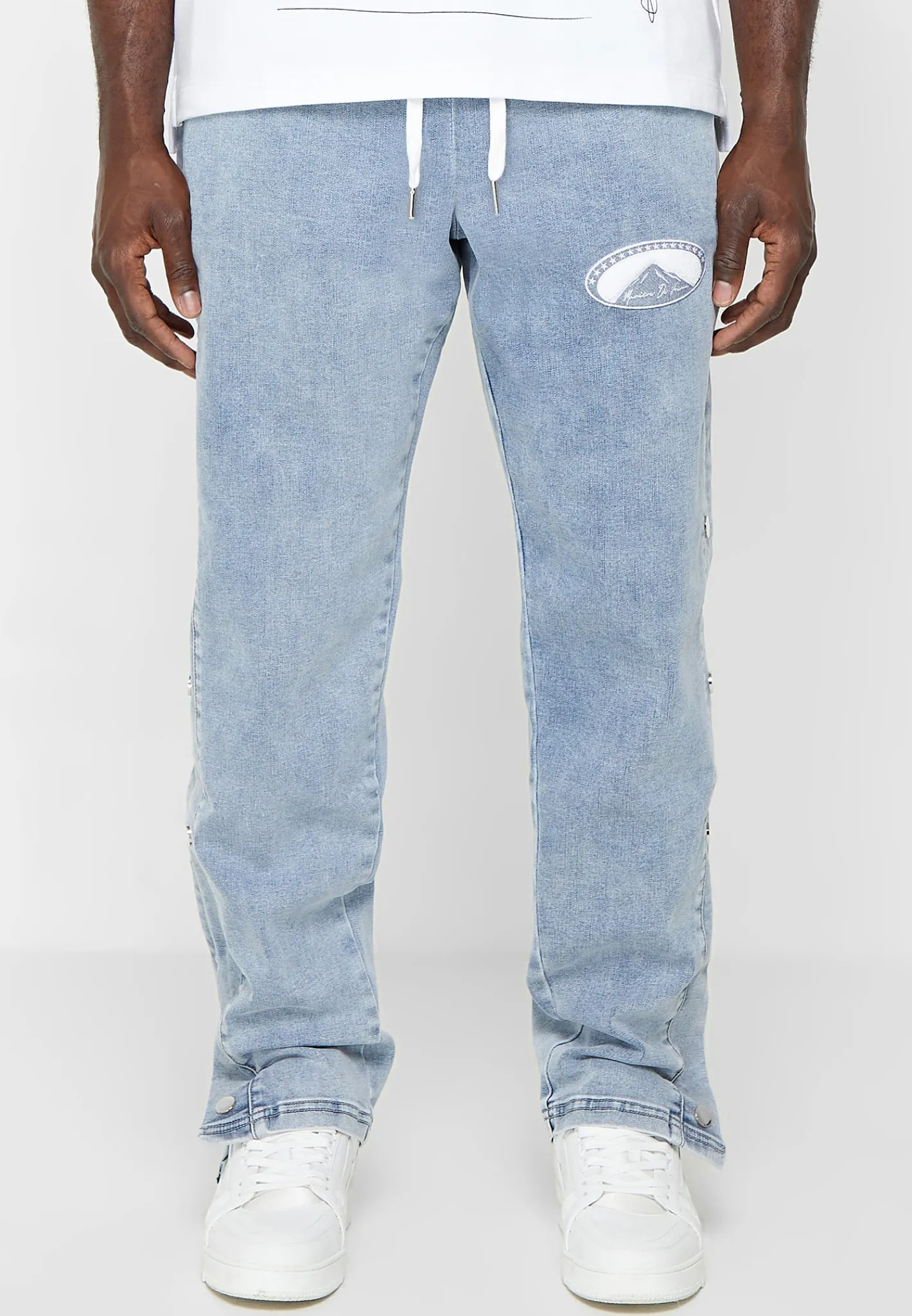 Denim Popper Cargo Pants - Stonewash^Manière De Voir Clearance