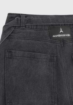 Denim Strap Cargo Jeans - Washed Black^Manière De Voir Discount