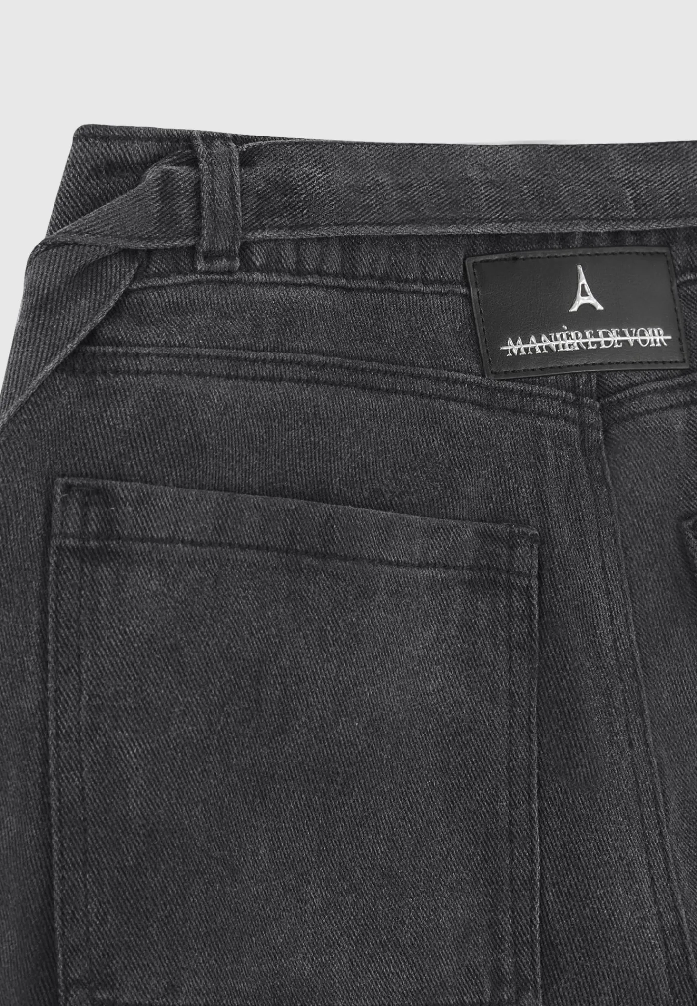 Denim Strap Cargo Jeans - Washed Black^Manière De Voir Discount