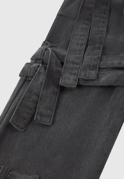 Denim Strap Cargo Jeans - Washed Black^Manière De Voir Discount