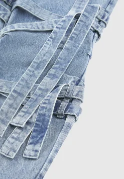 Denim Strap Cargo Jeans - Mid Blue^Manière De Voir Clearance