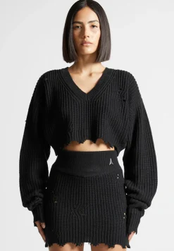 Distressed Knit Crop Jumper -^Manière De Voir Hot