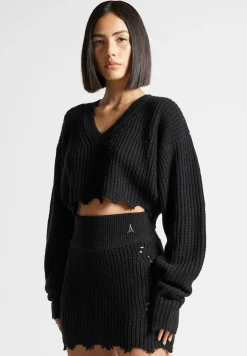 Distressed Knit Crop Jumper -^Manière De Voir Hot