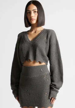 Distressed Knit Crop Jumper -^Manière De Voir Best