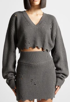 Distressed Knit Mini Skirt -^Manière De Voir Best