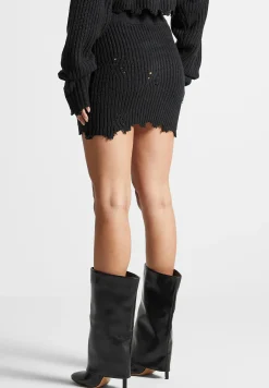 Distressed Knit Mini Skirt -^Manière De Voir Online