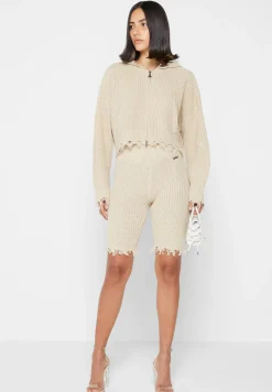 Distressed Knitted Cycling Shorts -^Manière De Voir New
