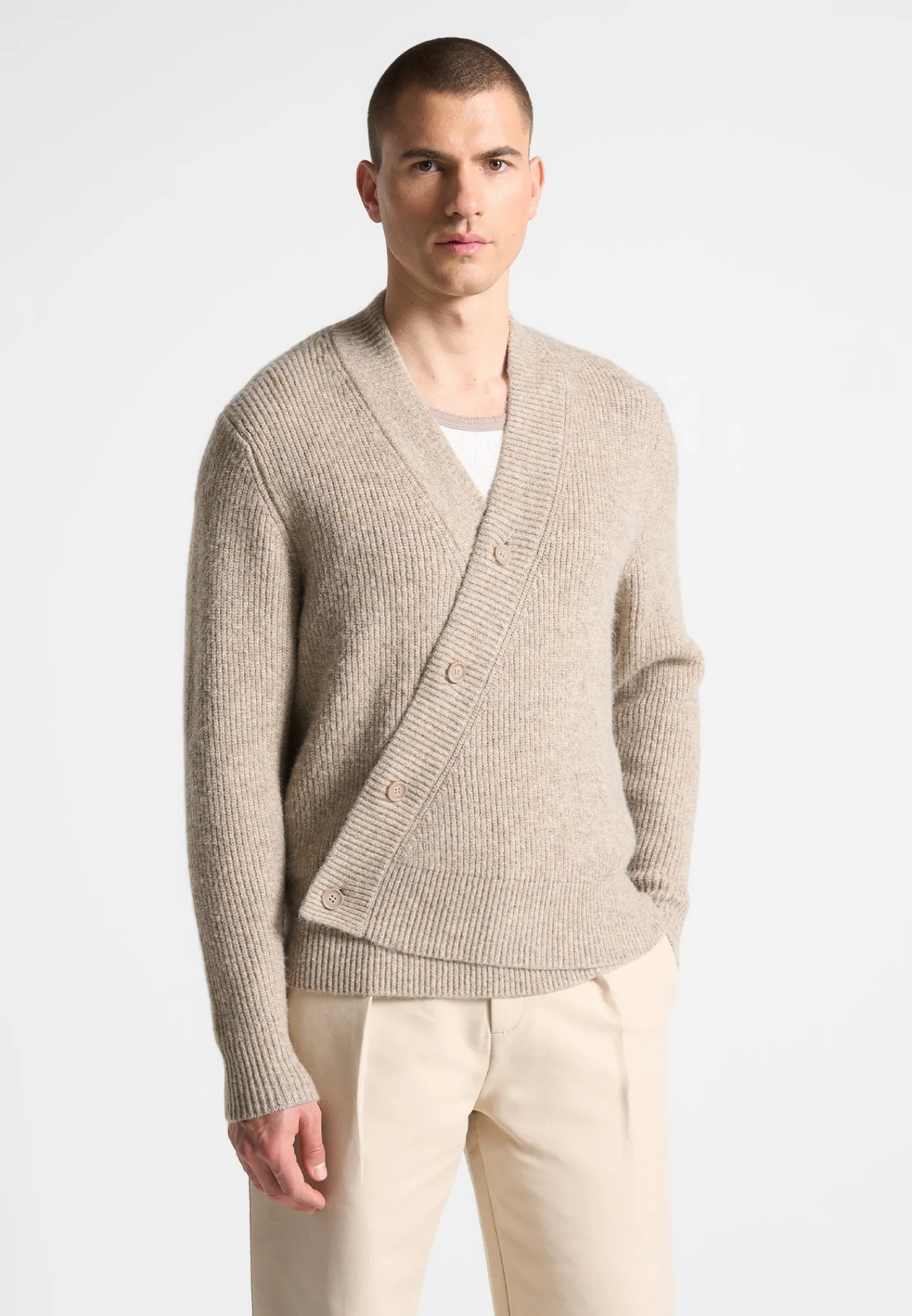 Double Breasted Brushed Knit Cardigan -^Manière De Voir Fashion