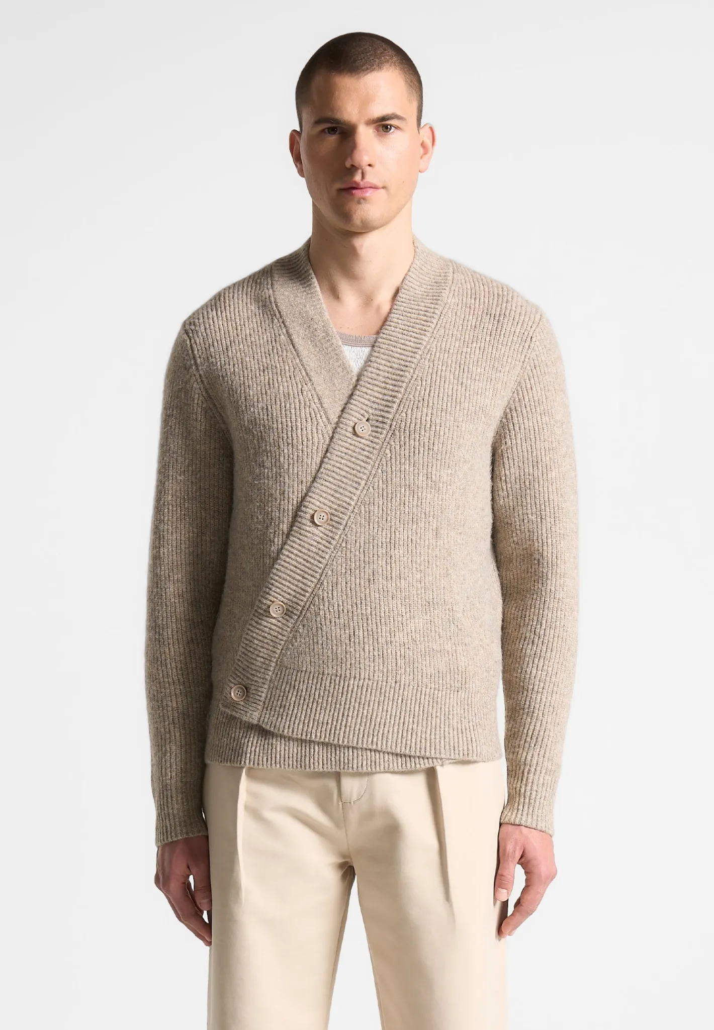 Double Breasted Brushed Knit Cardigan -^Manière De Voir Fashion