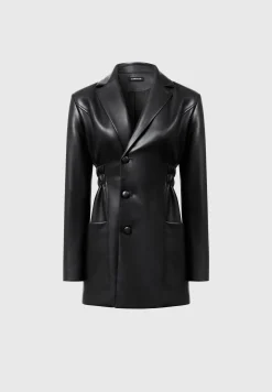 Double Breasted Vegan Leather Blazer Dress -^Manière De Voir Outlet