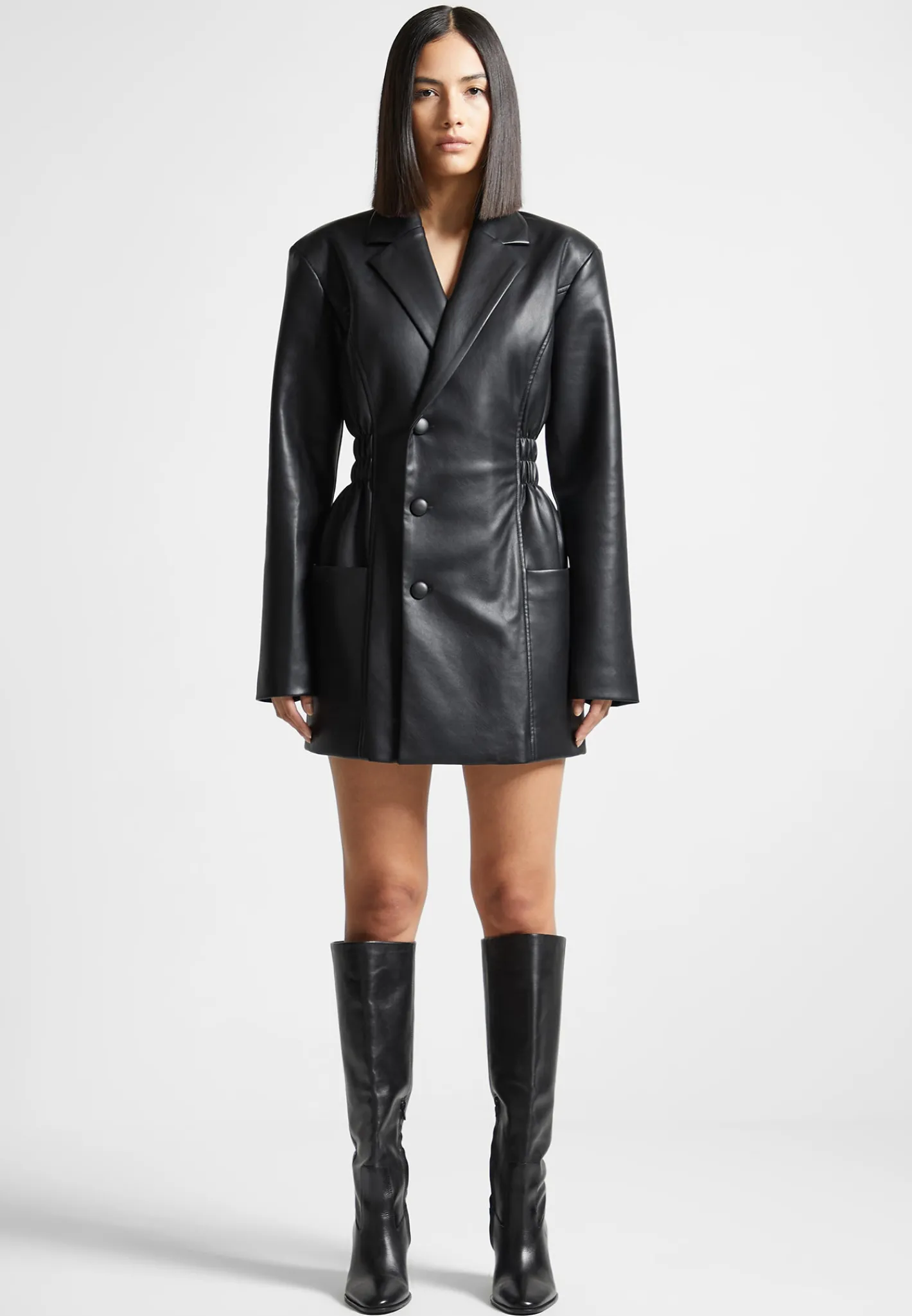 Double Breasted Vegan Leather Blazer Dress -^Manière De Voir Outlet