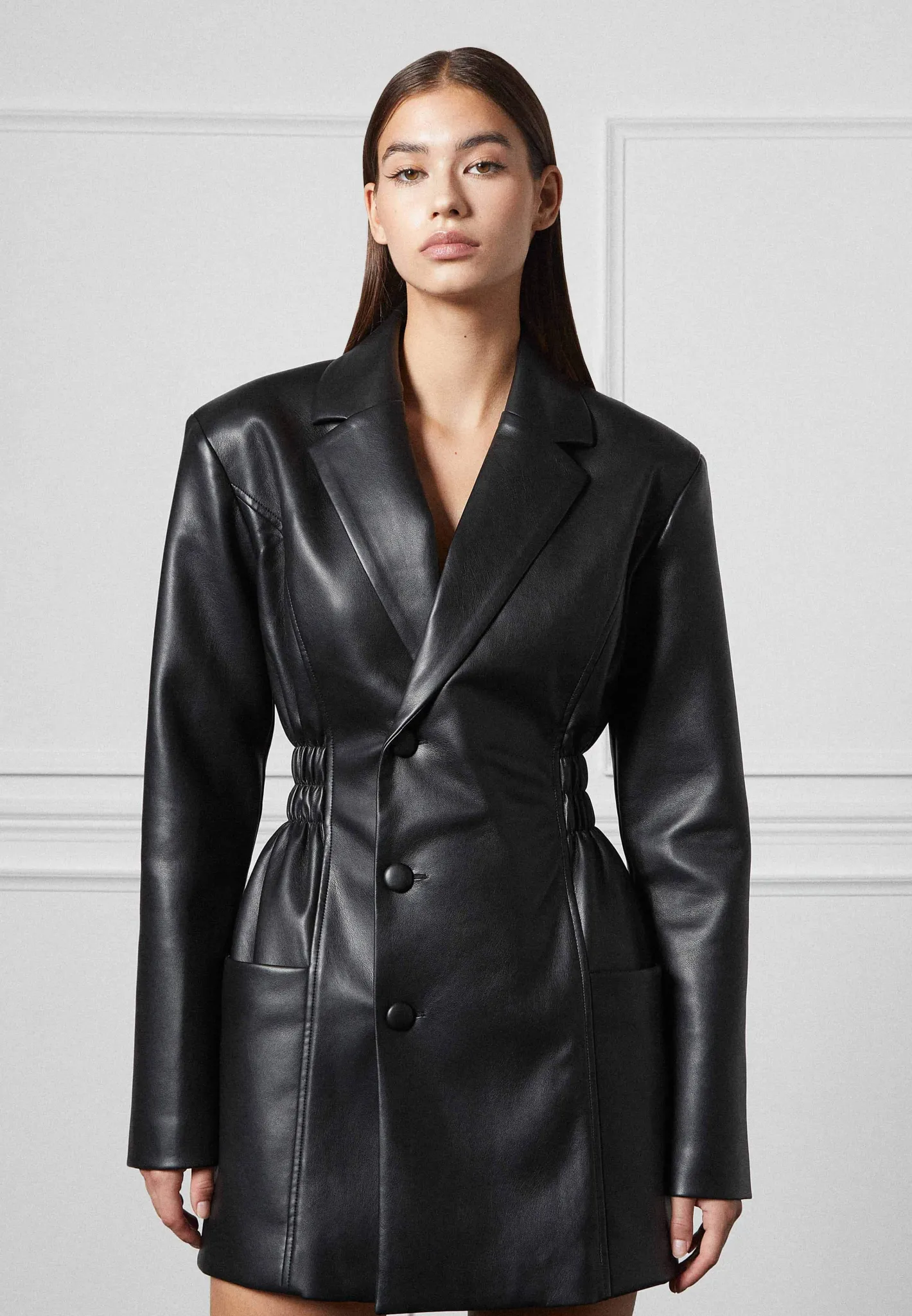 Double Breasted Vegan Leather Blazer Dress -^Manière De Voir Outlet