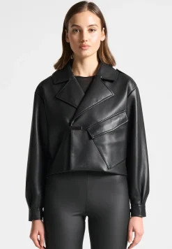 Double Breasted Vegan Leather Biker Jacket -^Manière De Voir Clearance