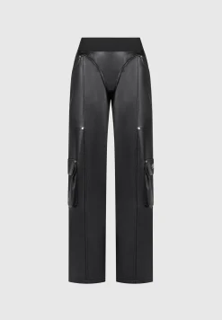 Elasticated Waist Vegan Leather Cargo Trousers -^Manière De Voir Discount