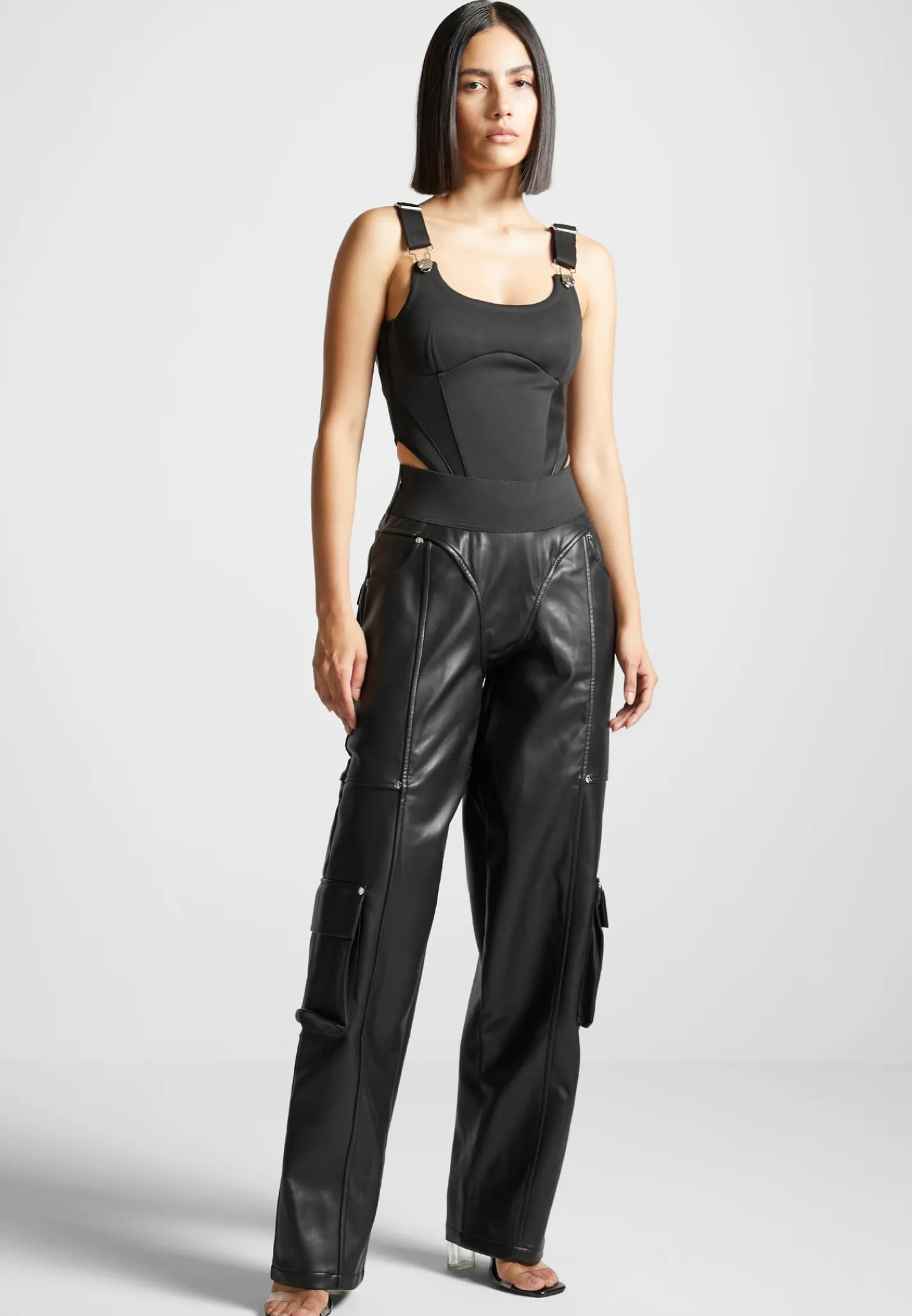 Elasticated Waist Vegan Leather Cargo Trousers -^Manière De Voir Discount