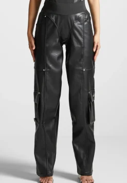 Elasticated Waist Vegan Leather Cargo Trousers -^Manière De Voir Discount