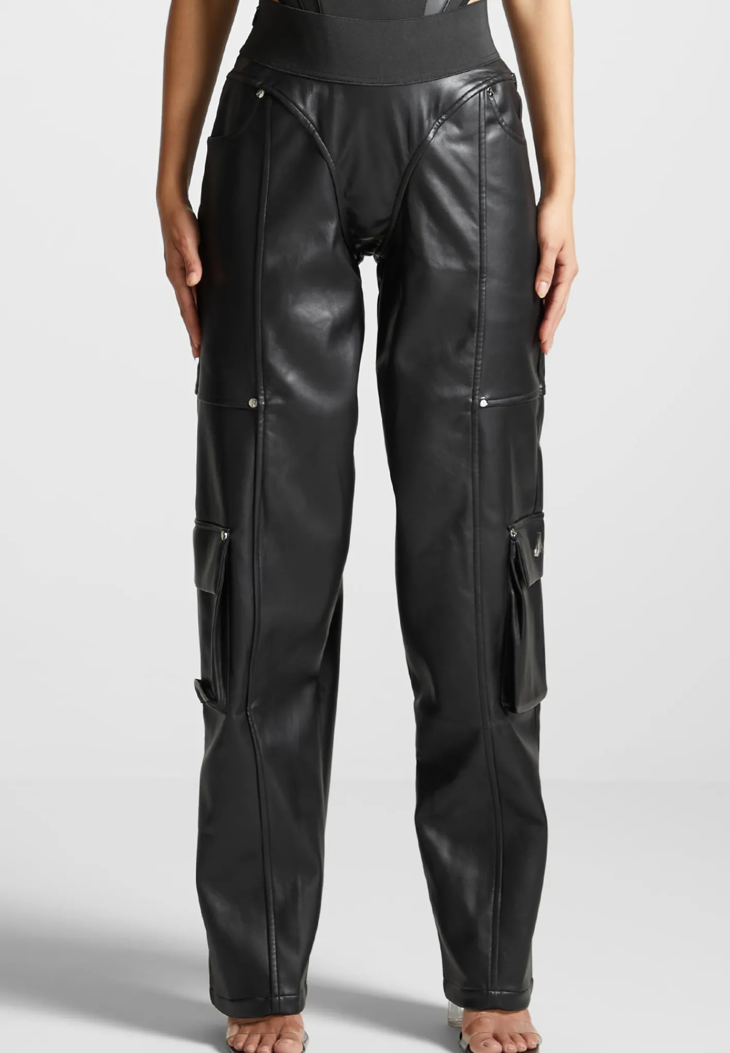 Elasticated Waist Vegan Leather Cargo Trousers -^Manière De Voir Discount