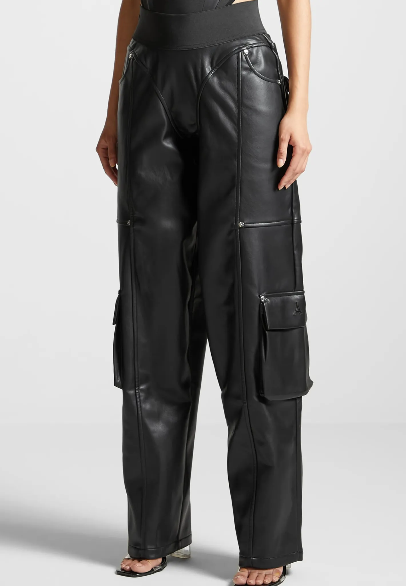 Elasticated Waist Vegan Leather Cargo Trousers -^Manière De Voir Discount