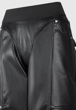 Elasticated Waist Vegan Leather Cargo Trousers -^Manière De Voir Discount