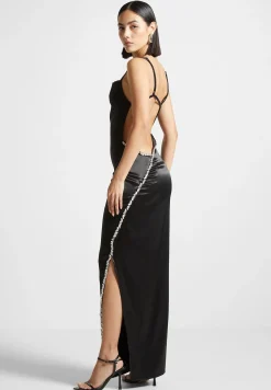 Embellished Open Back Satin Midaxi Dress -^Manière De Voir Outlet
