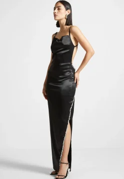Embellished Open Back Satin Midaxi Dress -^Manière De Voir Outlet