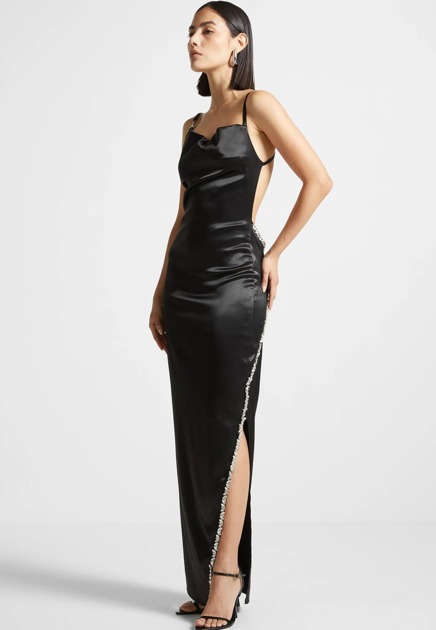 Embellished Open Back Satin Midaxi Dress -^Manière De Voir Outlet